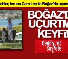 Bettina Machler, torunu Cem Leo ile Boğaz’da uçurtma uçurttu